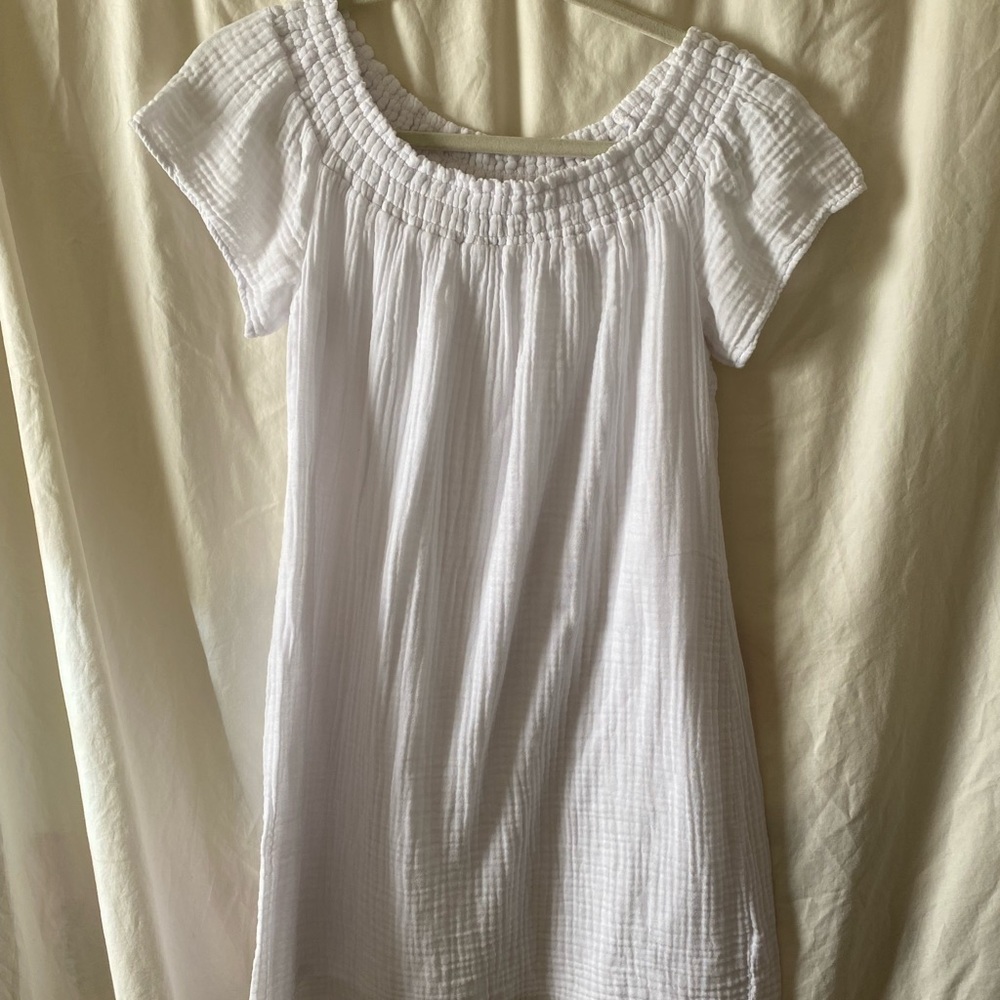 Micheal Stars Double Gauze Smocked Off Shoulder Dress.
